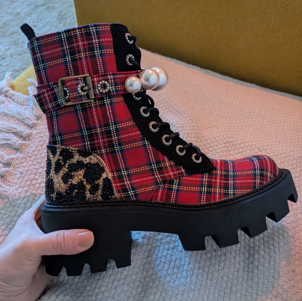 Betsey JohnsonWomen's Jonnie Embellished Combat Booties - Picture 5 of 7